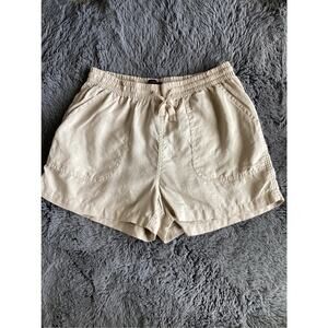 Quince women's beige/tan linen pull on shorts with drawstring size medium